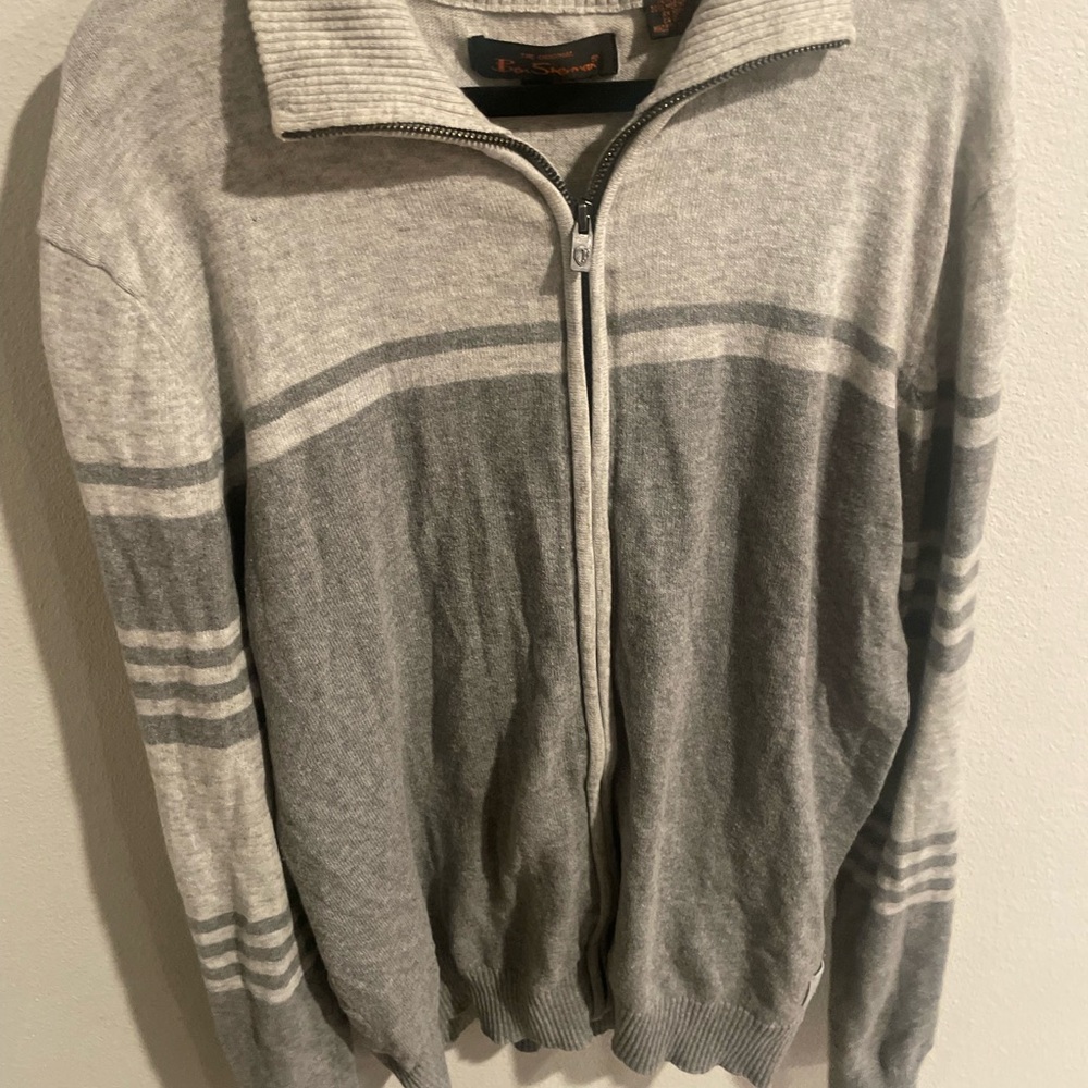The Original Ben Sherman Wool Blend Classic Gray Zip-Up Sweater for Men Size‎ XL